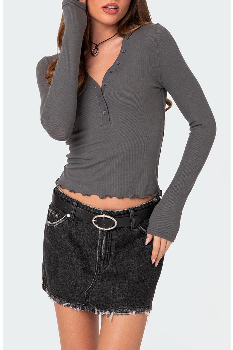 Emerson V-Neck Long Sleeve Henley, Main, color, DARK-GRAY