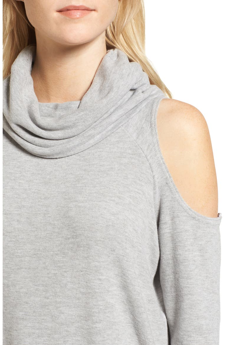 Malden Cold Shoulder Sweater, Alternate, color, MED HEATHER GREY
