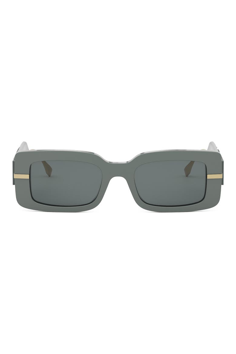 'Fendigraphy 51mm Rectangular Sunglasses, Main, color, GREY/ SMOKE