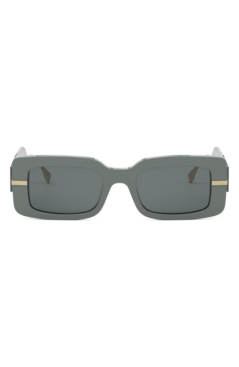 Fendi 'Fendigraphy 51mm Rectangular Sunglasses, Main, color, Grey/ Smoke