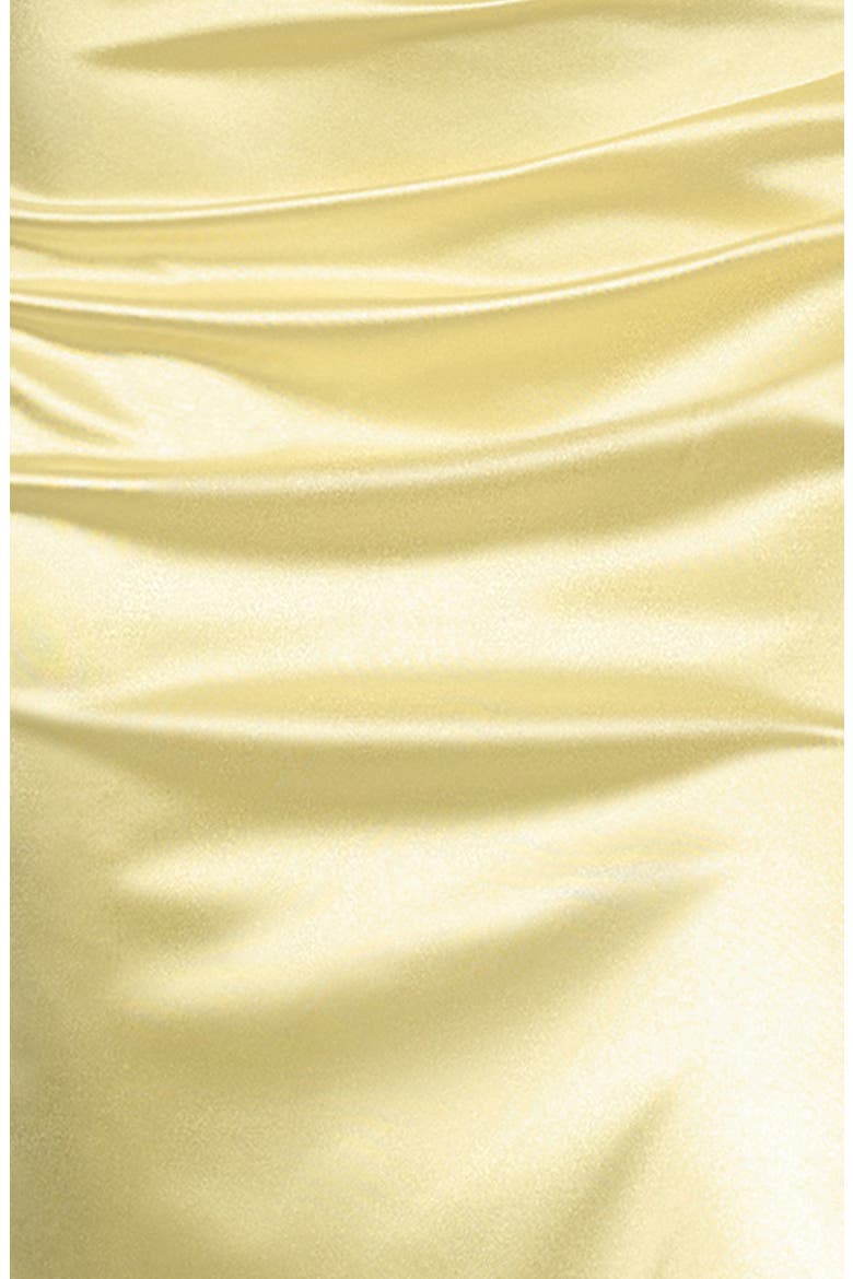 Glam Ruched Strapless Satin Gown, Alternate, color, YELLOW