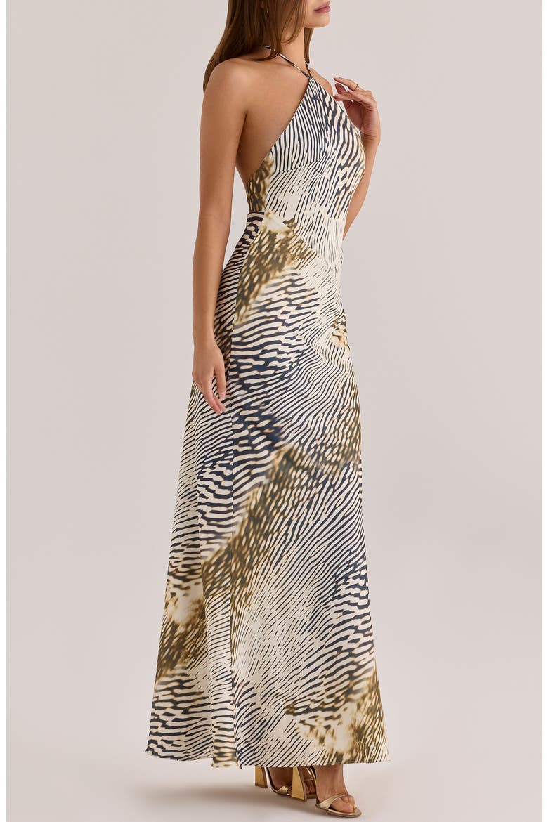 Luna Animal Print Satin Halter Gown, Alternate, color, ANIMAL PRINT