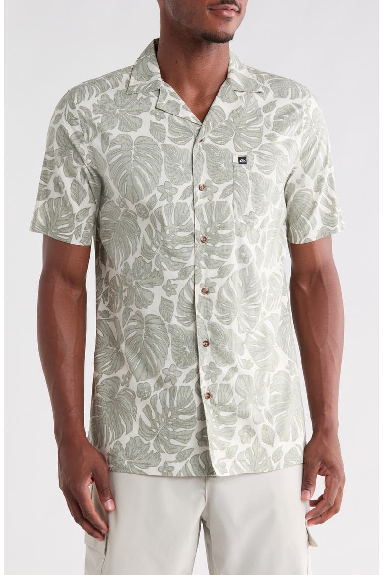 Foray Leaf Camp Shirt, Main, color, BONE WHITE