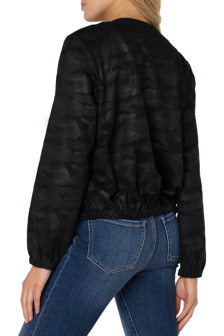 Camo Print Basic Collarless Jacket, Alternate, color, BLACK CAMO