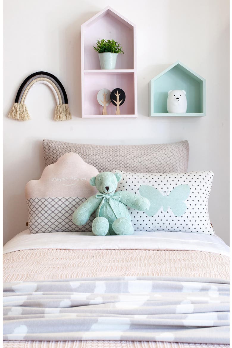 Plush Cable Knit Teddy Bear, Alternate, color, GREEN