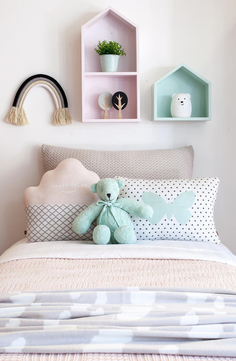 RIAN TRICOT Plush Cable Knit Teddy Bear, Alternate, color, Green