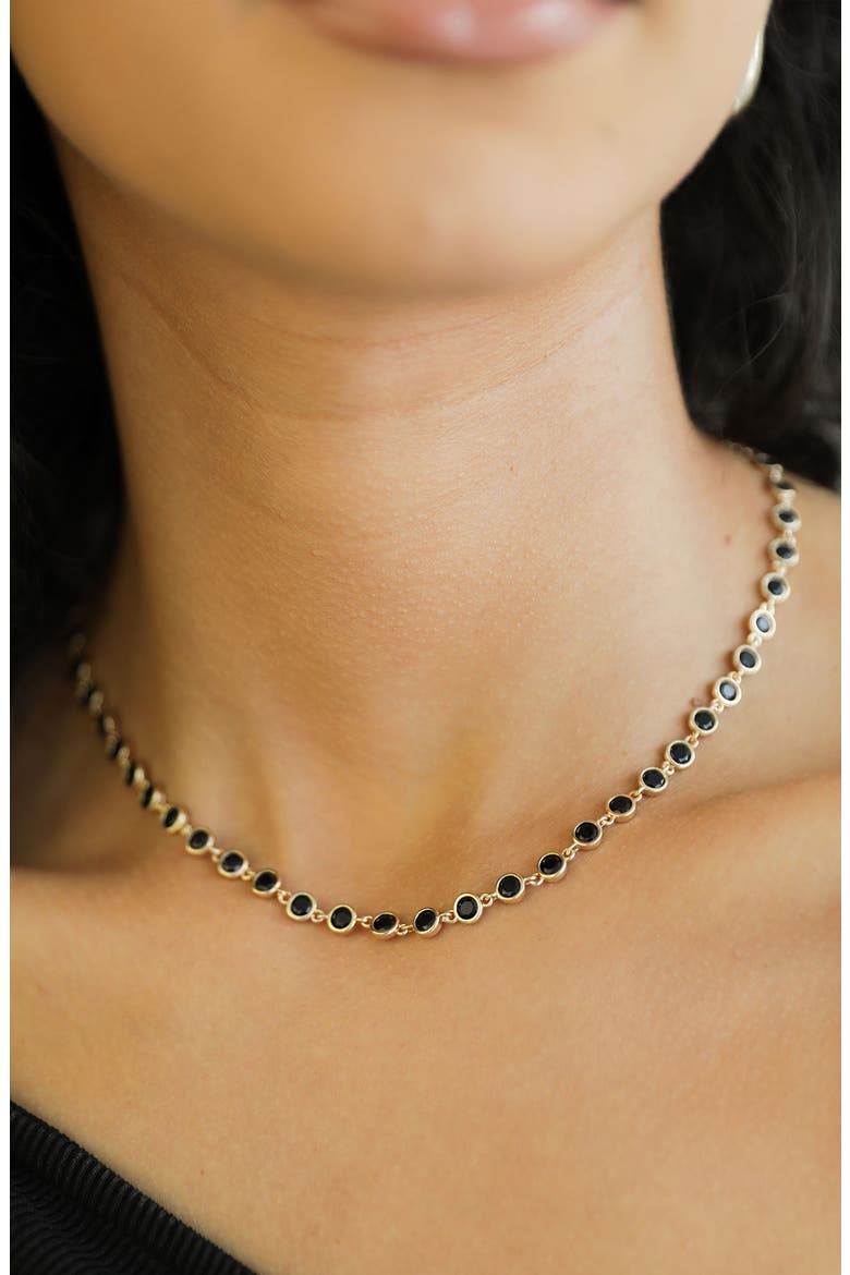 Cubic Zirconia Bezel Necklace, Alternate, color, BLACK