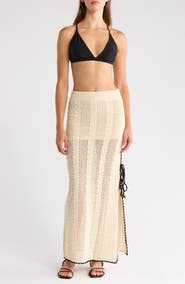 Elan Open Stitch Side Slit Cover-Up Maxi Skirt