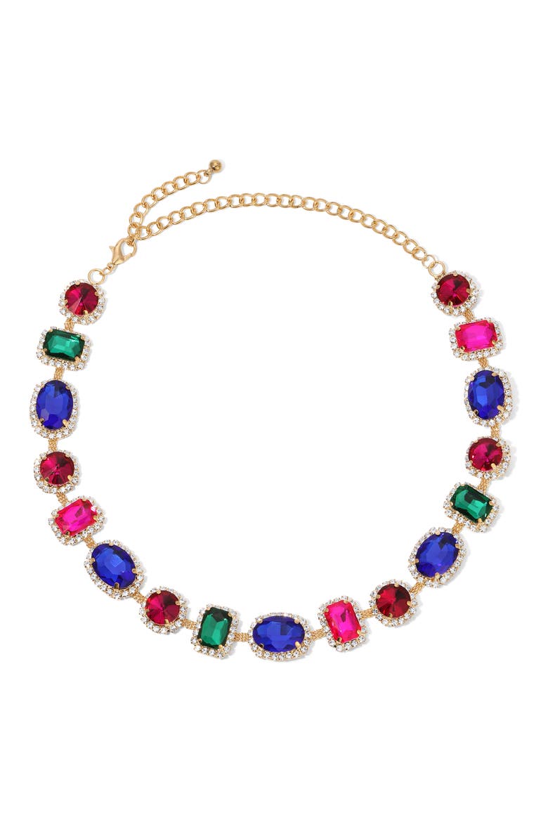 Emily Mixed Crystal Statement Necklace, Main, color, GOLD MULTI