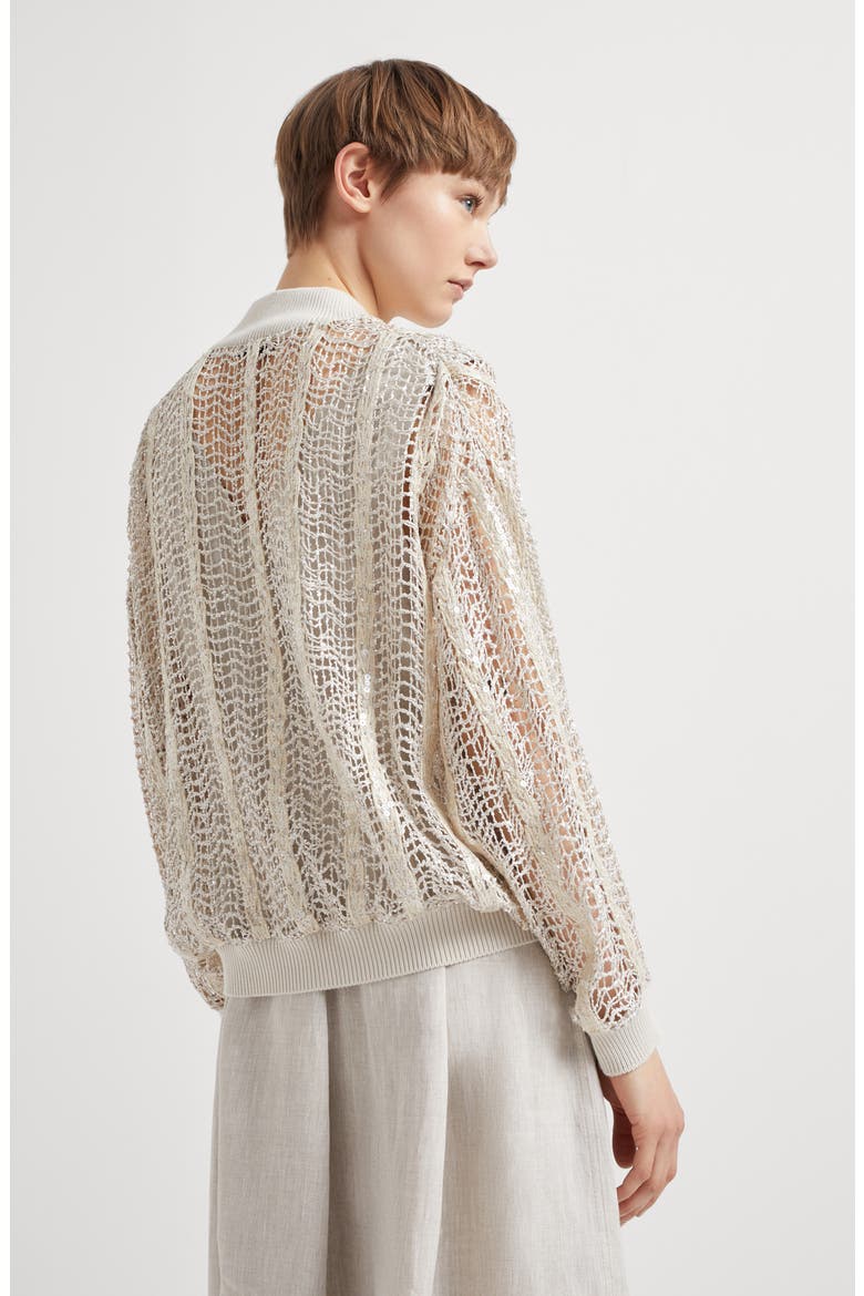 Dazzling Net Embroidery bomber, Alternate, color, Oat