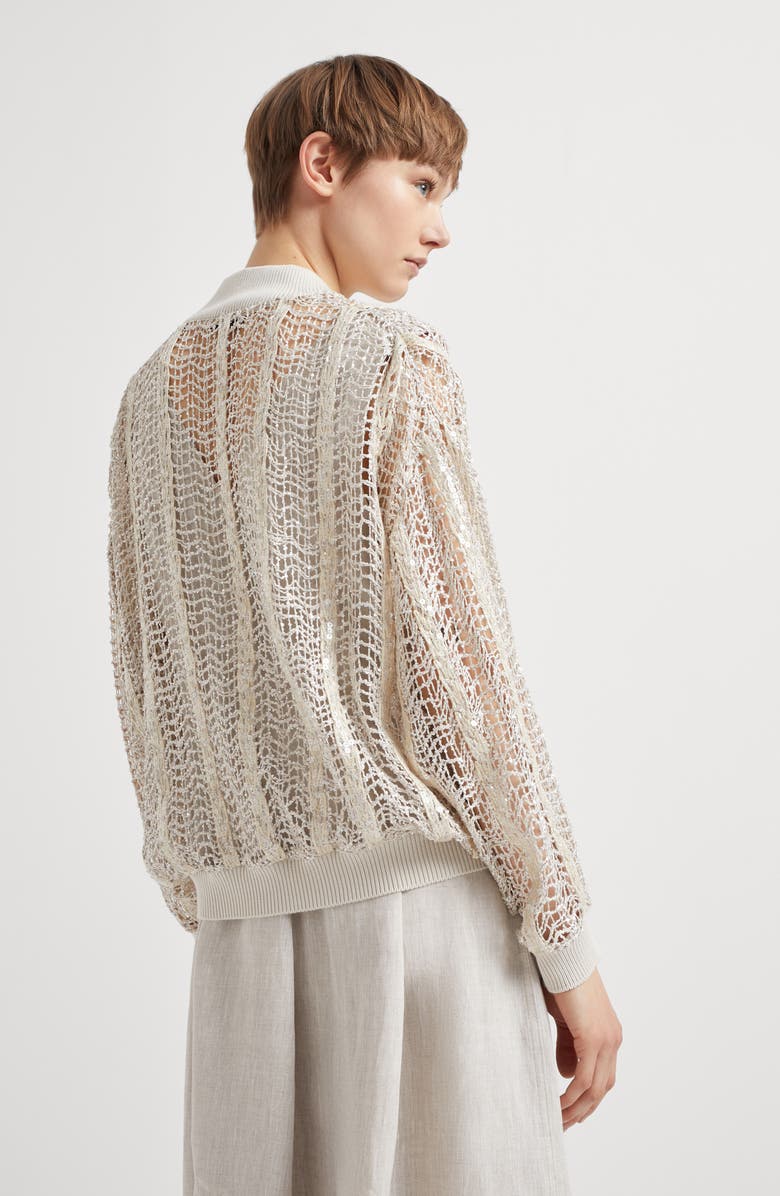 Brunello Cucinelli Dazzling Net Embroidery bomber, Alternate, color, 