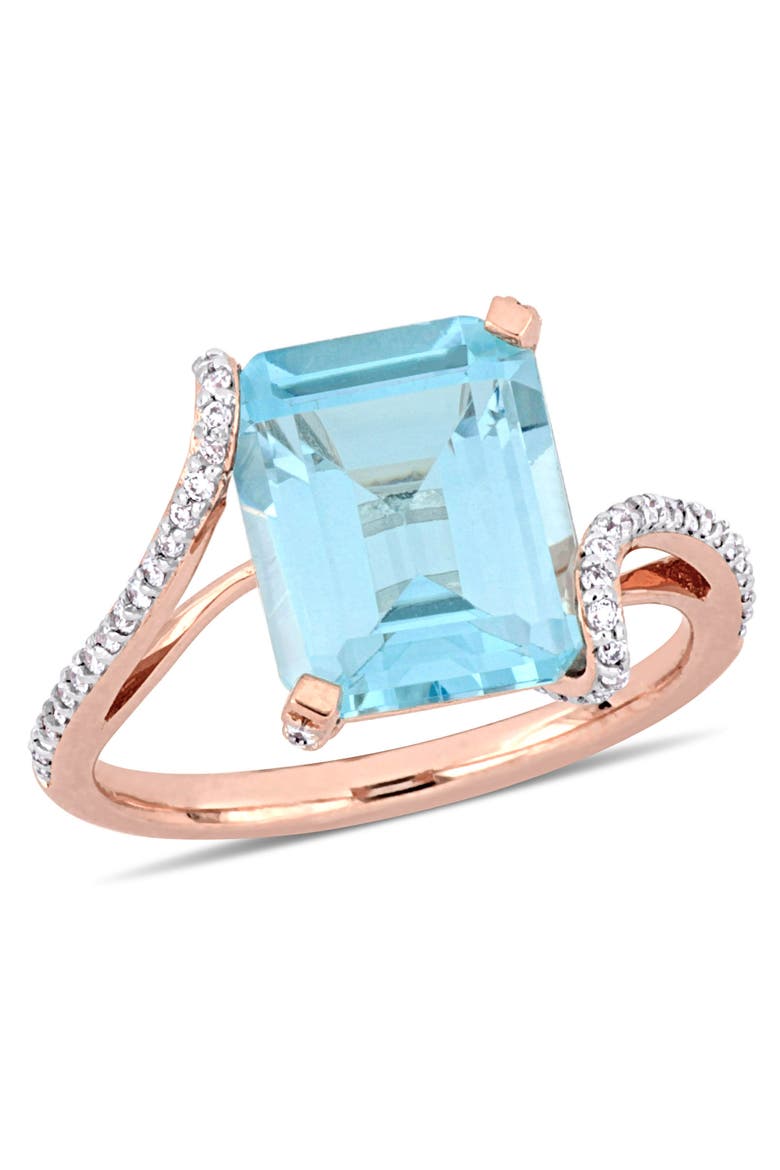 Blue Topaz & Diamond Cocktail Ring 14k, Main, color, Blue Topaz