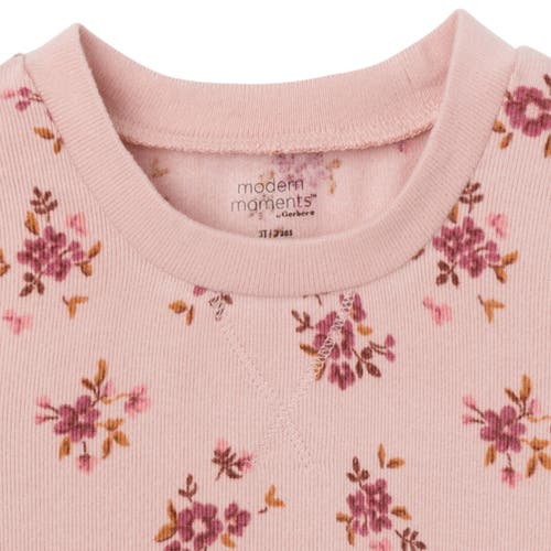 Modern Moments™ By Gerber Hacci Pajama Top & Pant Set In Light Rose Dahlia Toss