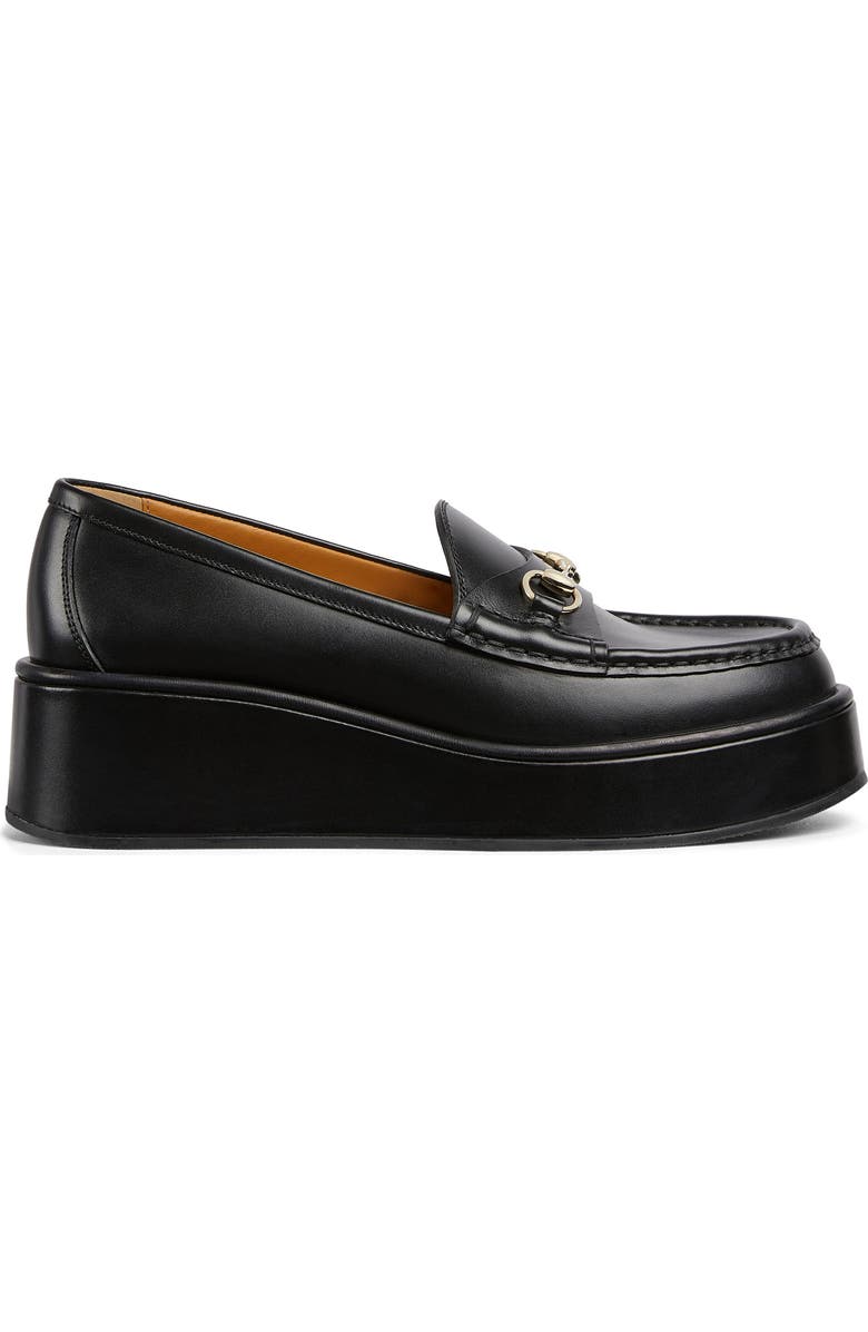 Gucci Ilde Horsebit Flatform Loafer, Alternate, color, Black