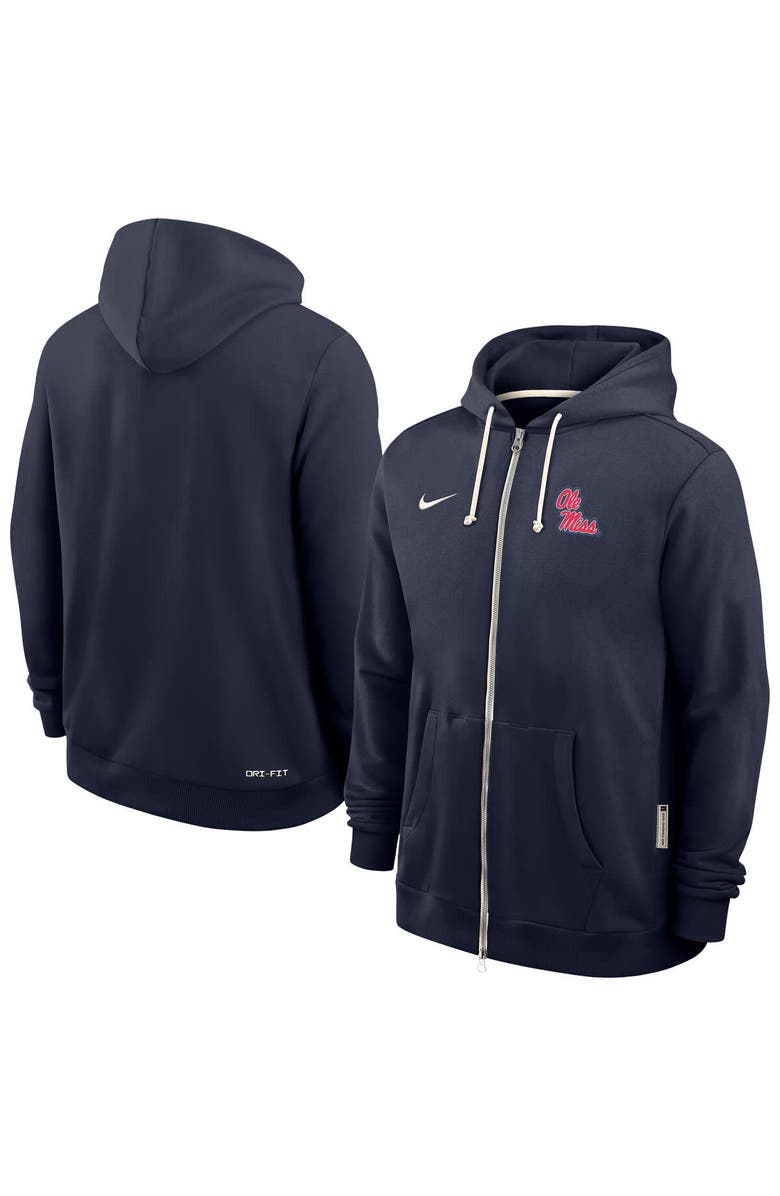 Nike Men's Nike Navy Ole Miss Rebels 2025 Sideline Performance Full-Zip Hoodie, Main, color, Navy