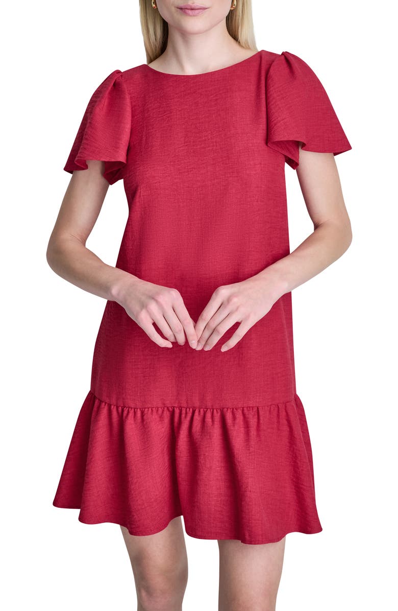 DKNY Mélange Flutter Sleeve Minidress, Alternate, color, Red Signature