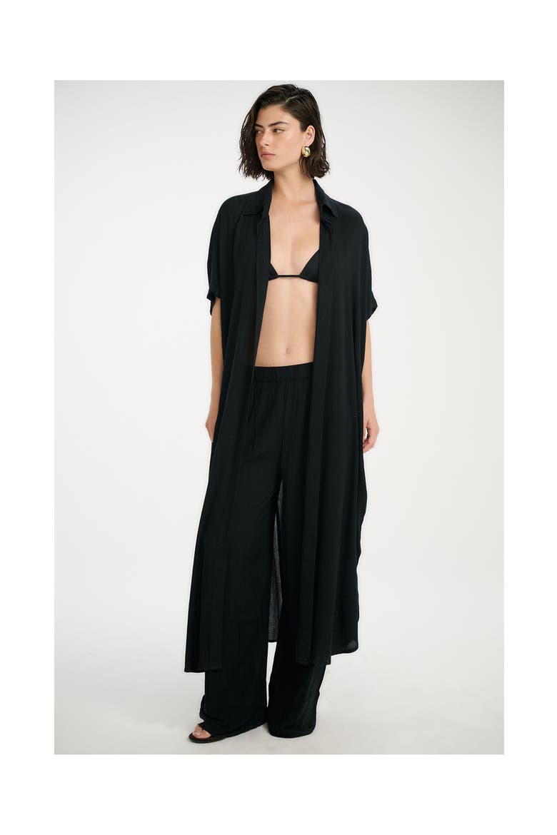 Resort Maxi Shirt Dress Cover-Up, Alternate, color, Black