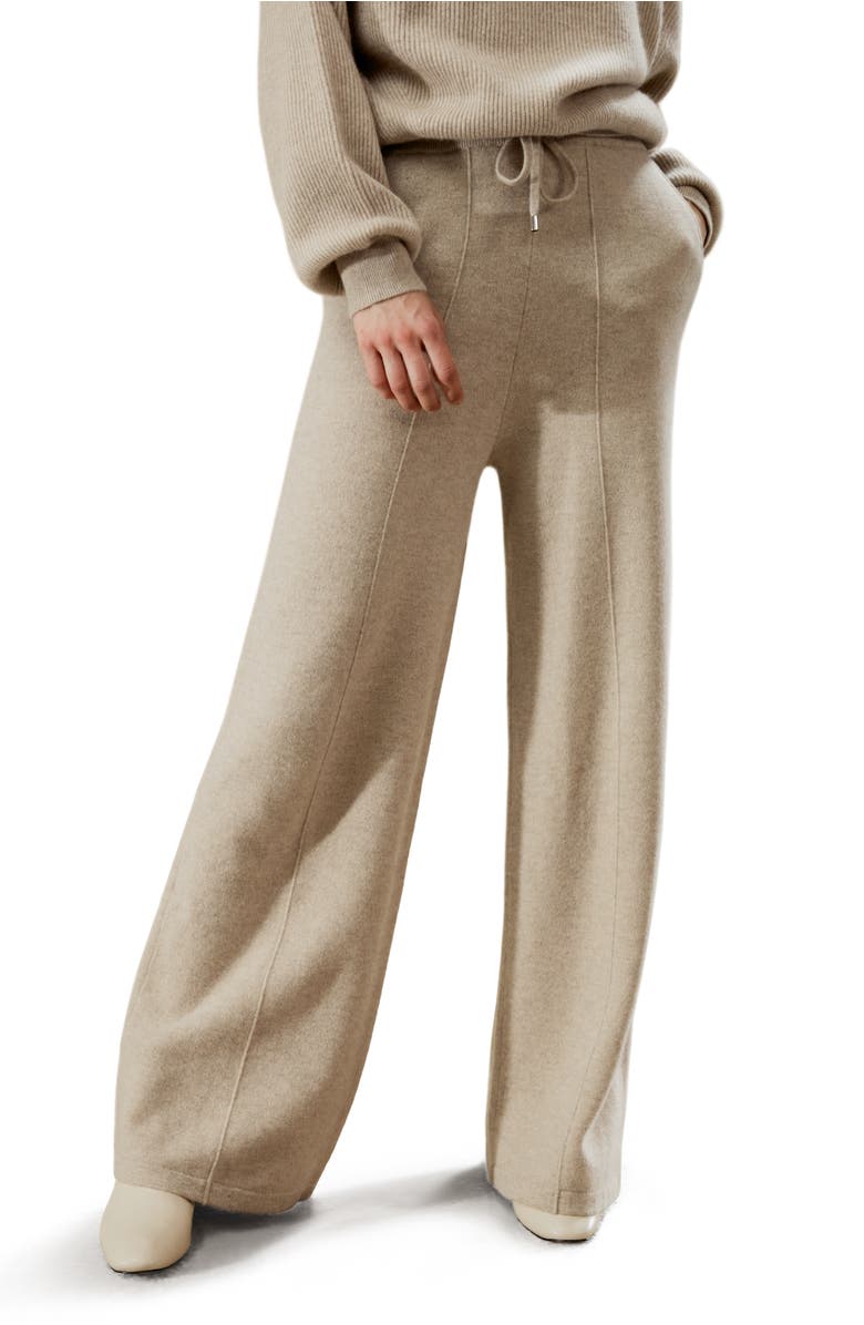 Lilysilk Fluid Cashmere Sweatpants, Main, color, Beige