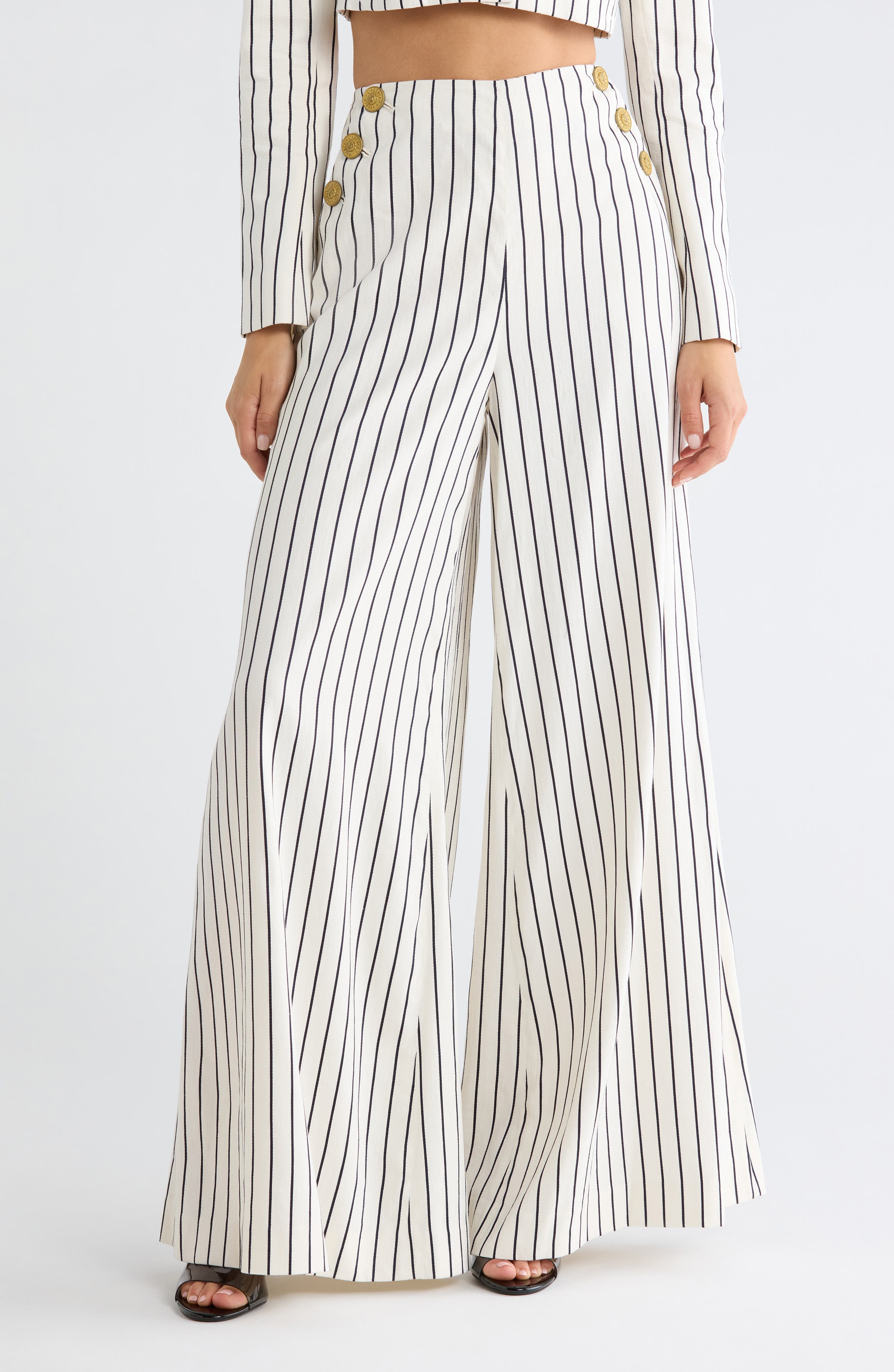 Kingston Pinstriped Wide Leg Pants