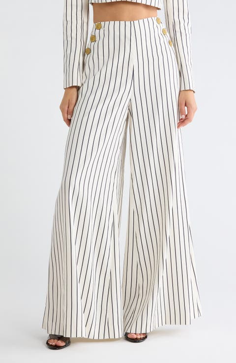 Kingston Pinstriped Wide Leg Pants