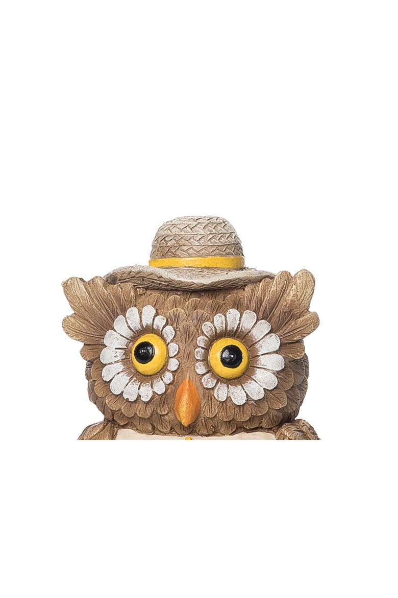 3.1" x 4.8" Sunflower Eyes Pumpkin Owl with Corn Decorative Thanksgiving Figure Figurine, Alternate, color, Orange