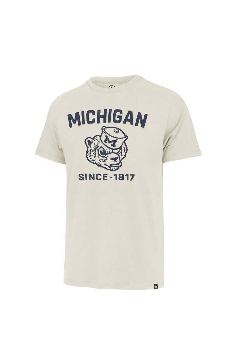 '47 Men's '47 Cream Michigan Wolverines Duster Franklin T-Shirt, Alternate, color, 
