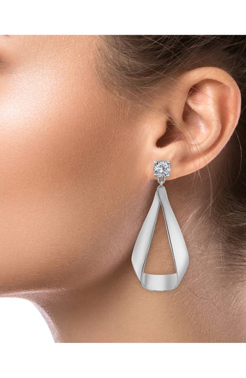 Cz By Kenneth Jay Lane Round Twist Cubic Zirconia Drop Earrings In Silver