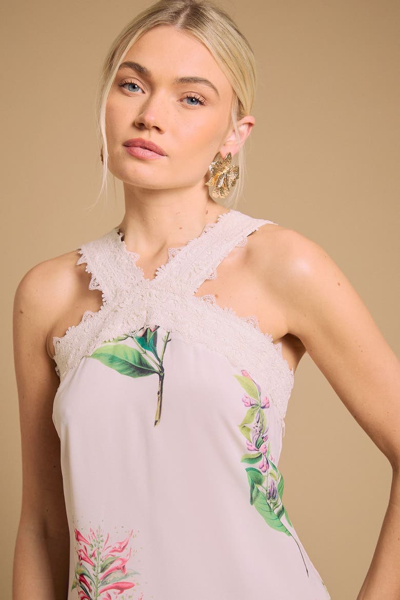 Halterneck Floral Maxi Dress, Alternate, color, Ivory