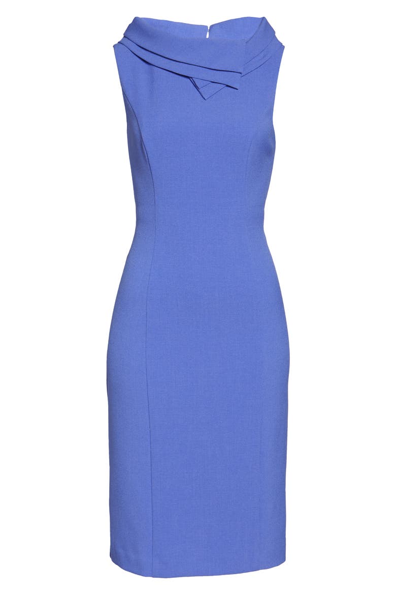 Double Collar Crepe Sheath Dress, Alternate, color, PERIWINKLE