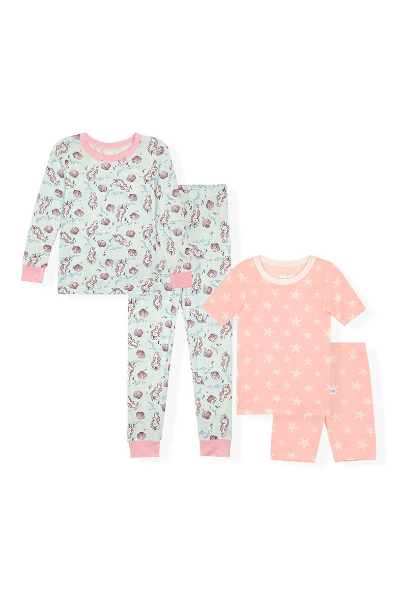 Kids' Assorted 2-Pack Print Fitted Two-Piece Pajamas, Main, color, AQUA