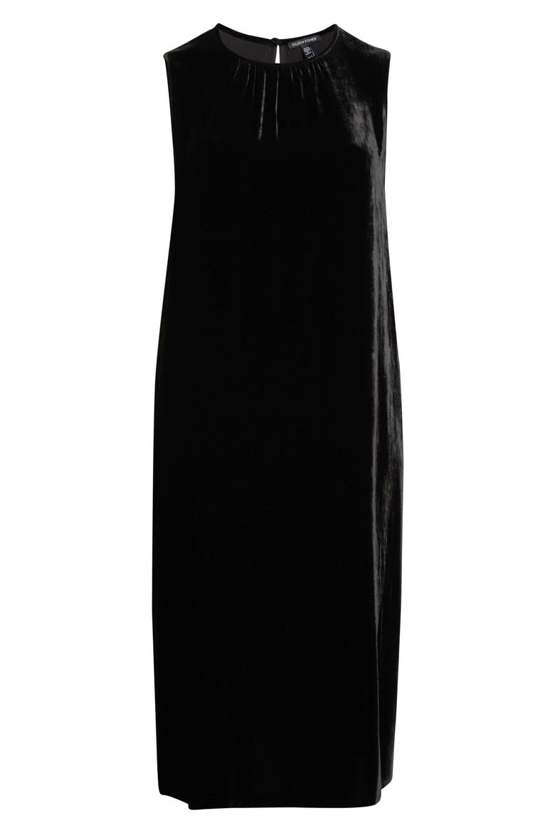 Sleeveless Velvet Midi Dress, Alternate, color, BLACK