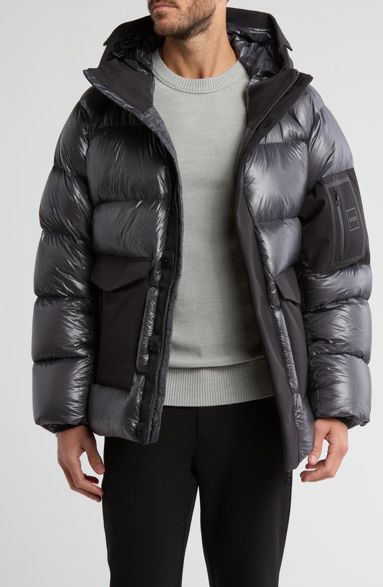 HUGO J-Celo Puffer Jacket, Main, color, Dk Gy