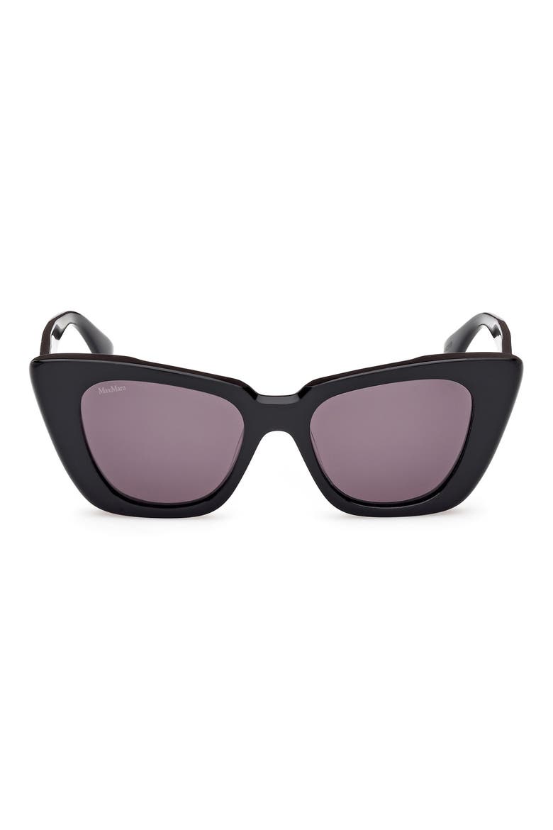 Glimpse5 50mm Polarized Butterfly Sunglasses, Main, color, SHINY BLACK / SMOKE