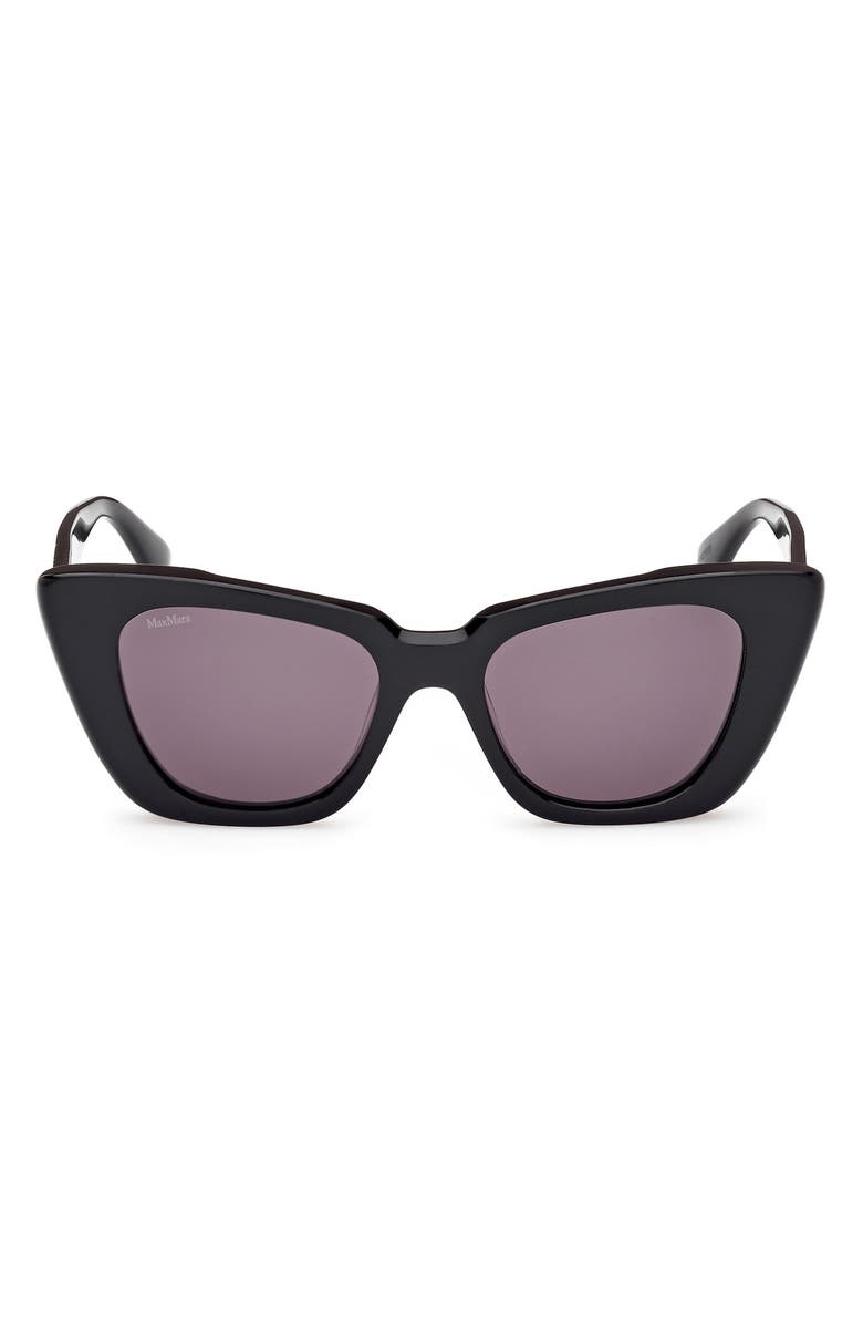 Max Mara Glimpse5 50mm Polarized Butterfly Sunglasses, Main, color, Shiny Black / Smoke