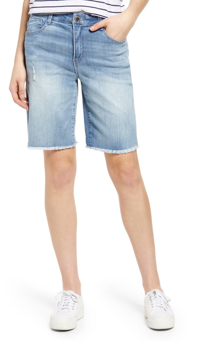 Wit & Wisdom 'Ab'Solution High Waist Distressed Denim Shorts, Main, color,