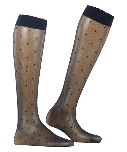 Falke Dot 15 Denier Sheer Knee High Socks In Blue
