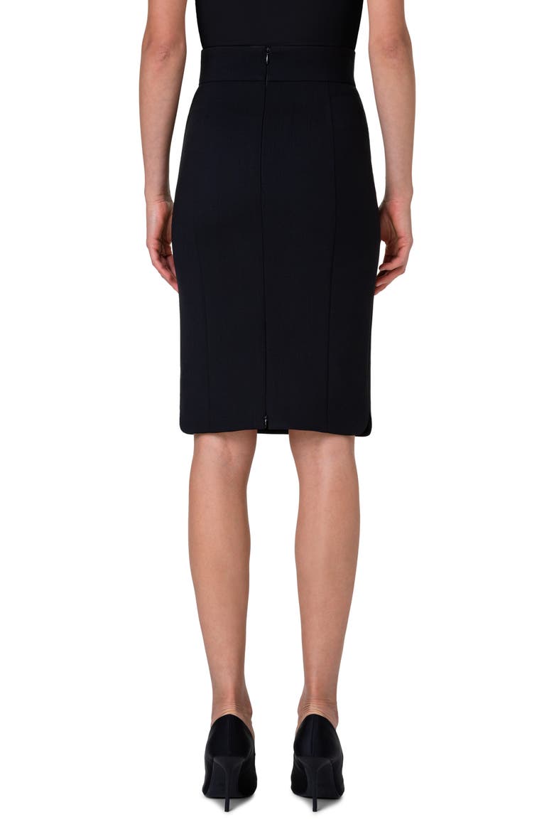 Stretch Virgin Wool Crepe Pencil Skirt, Alternate, color, BLACK