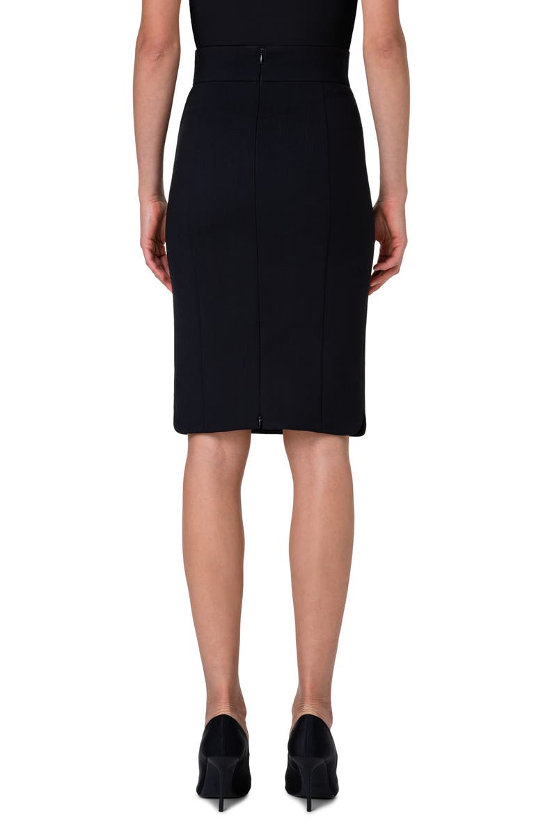 Akris punto Stretch Virgin Wool Crepe Pencil Skirt, Alternate, color, Black