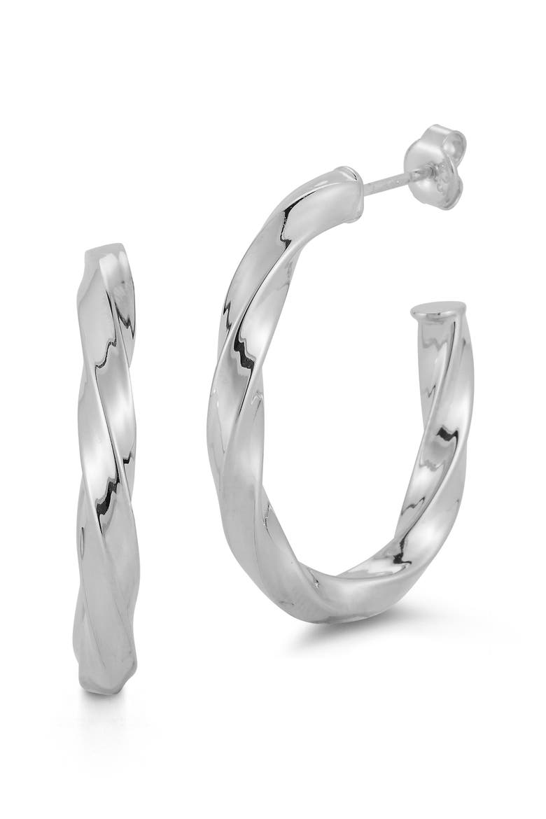 Oval Twist Hoop Earrings, Main, color, SILVER