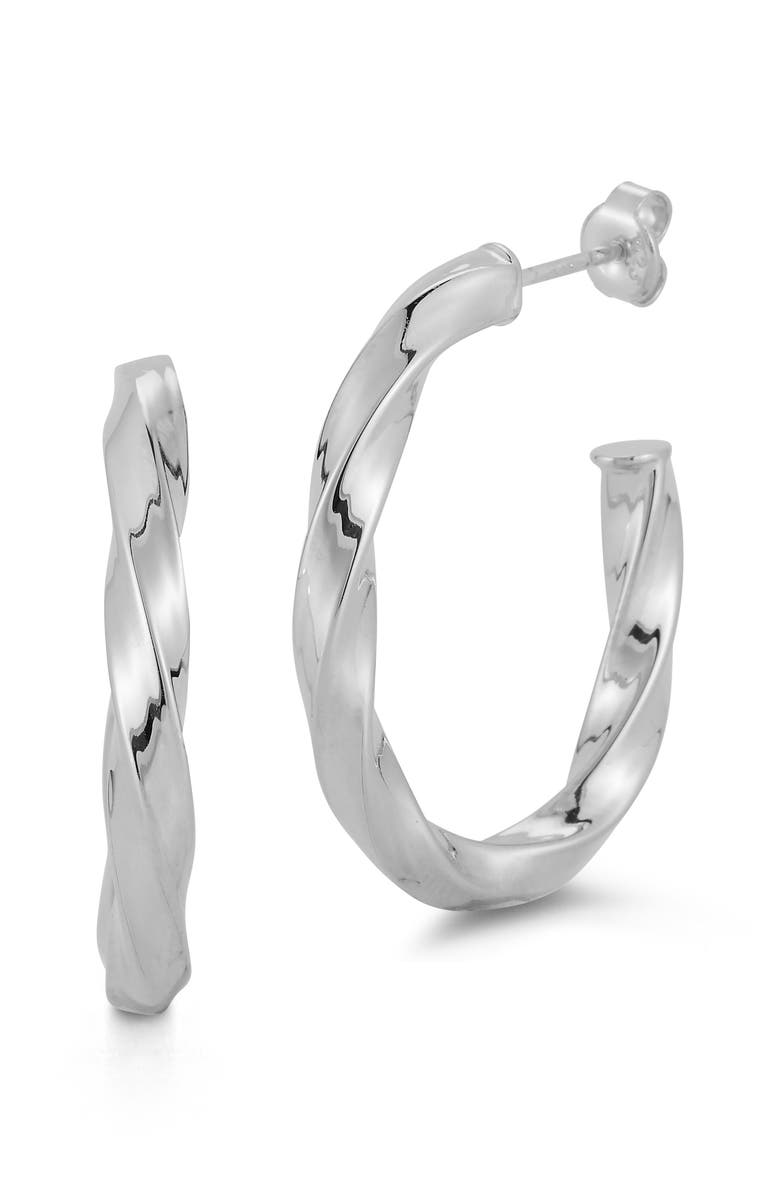 GLAZE JEWELRY Oval Twist Hoop Earrings, Main, color, Silver