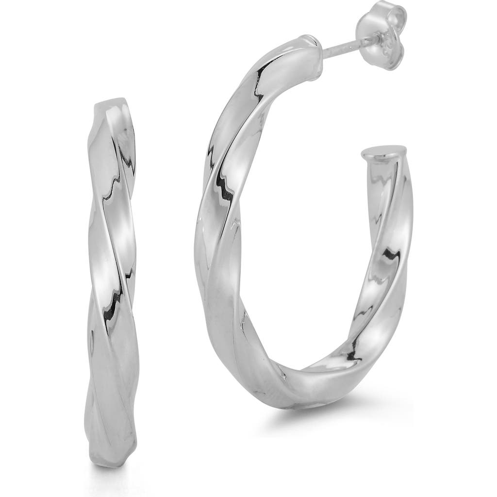 Glaze Jewelry Oval Twist Hoop Earrings In Silver