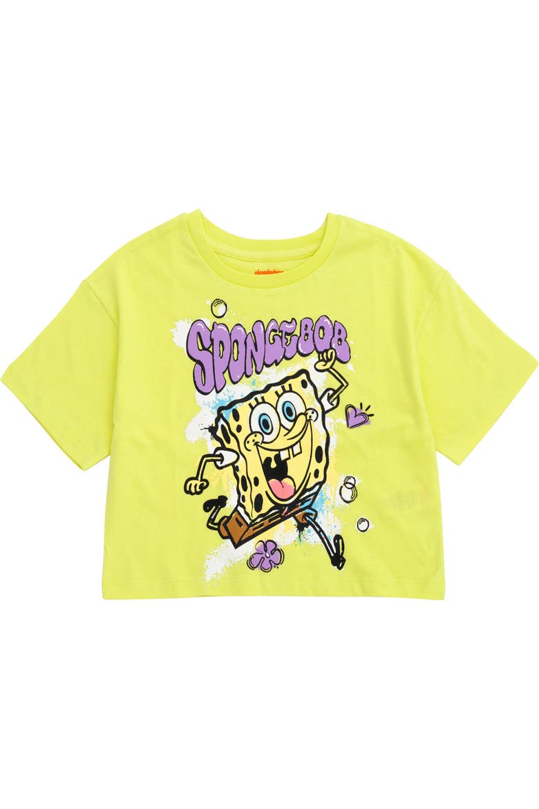 Cropped Tee and Tulle Skort Set, Alternate, color, SpongeBob Lime Black