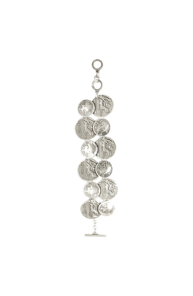 CXC Gladiator Coin Bracelet, Main, color, Silver