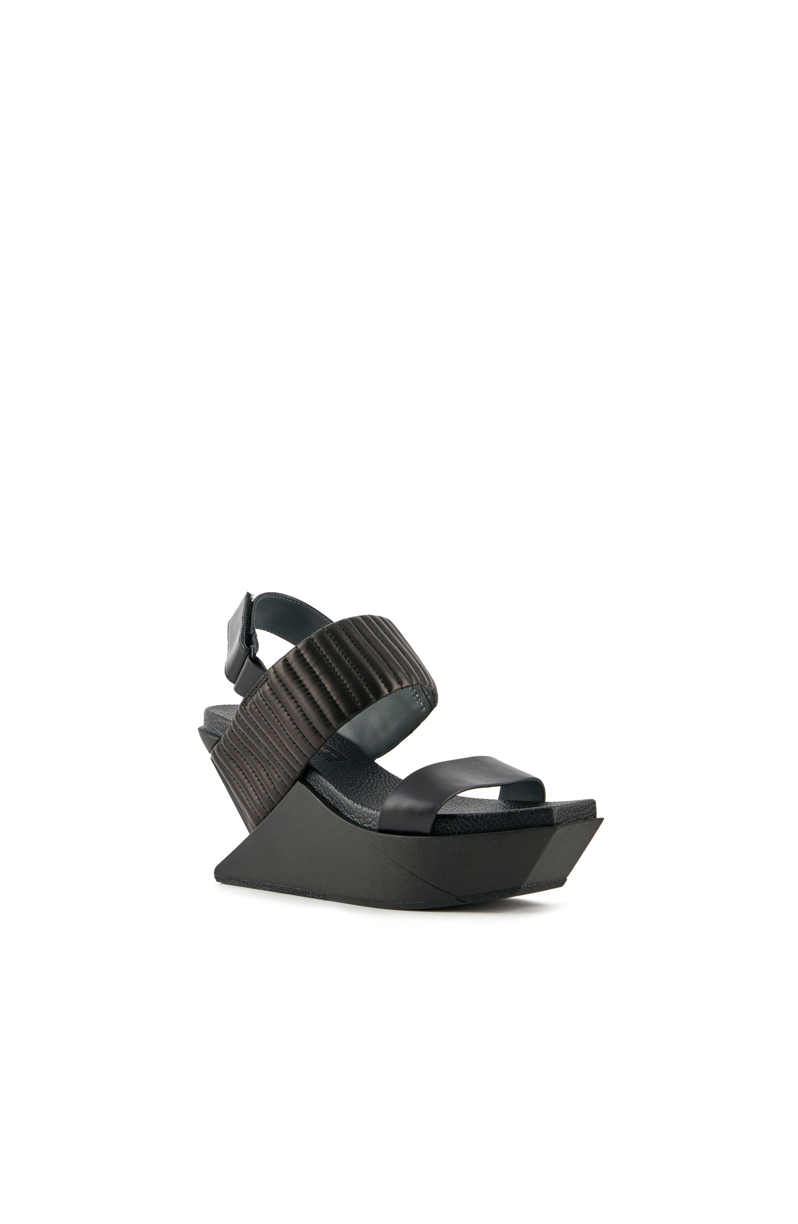 United Nude Delta Wedge Puffier Sandals, Alternate, color, Black