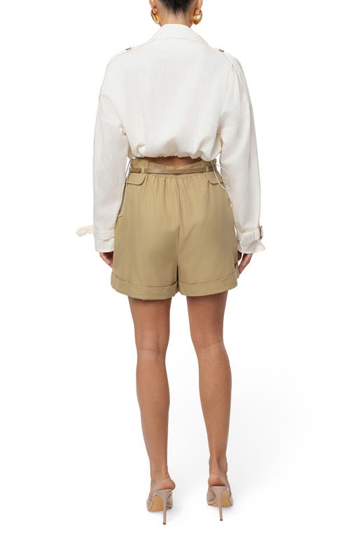 Jluxlabel Wanderlust Long Sleeve Crop Top In White
