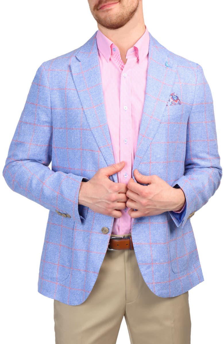 TailorByrd Textured Yarn Dye Windowpane Sport Coat, Alternate, color, True Blue