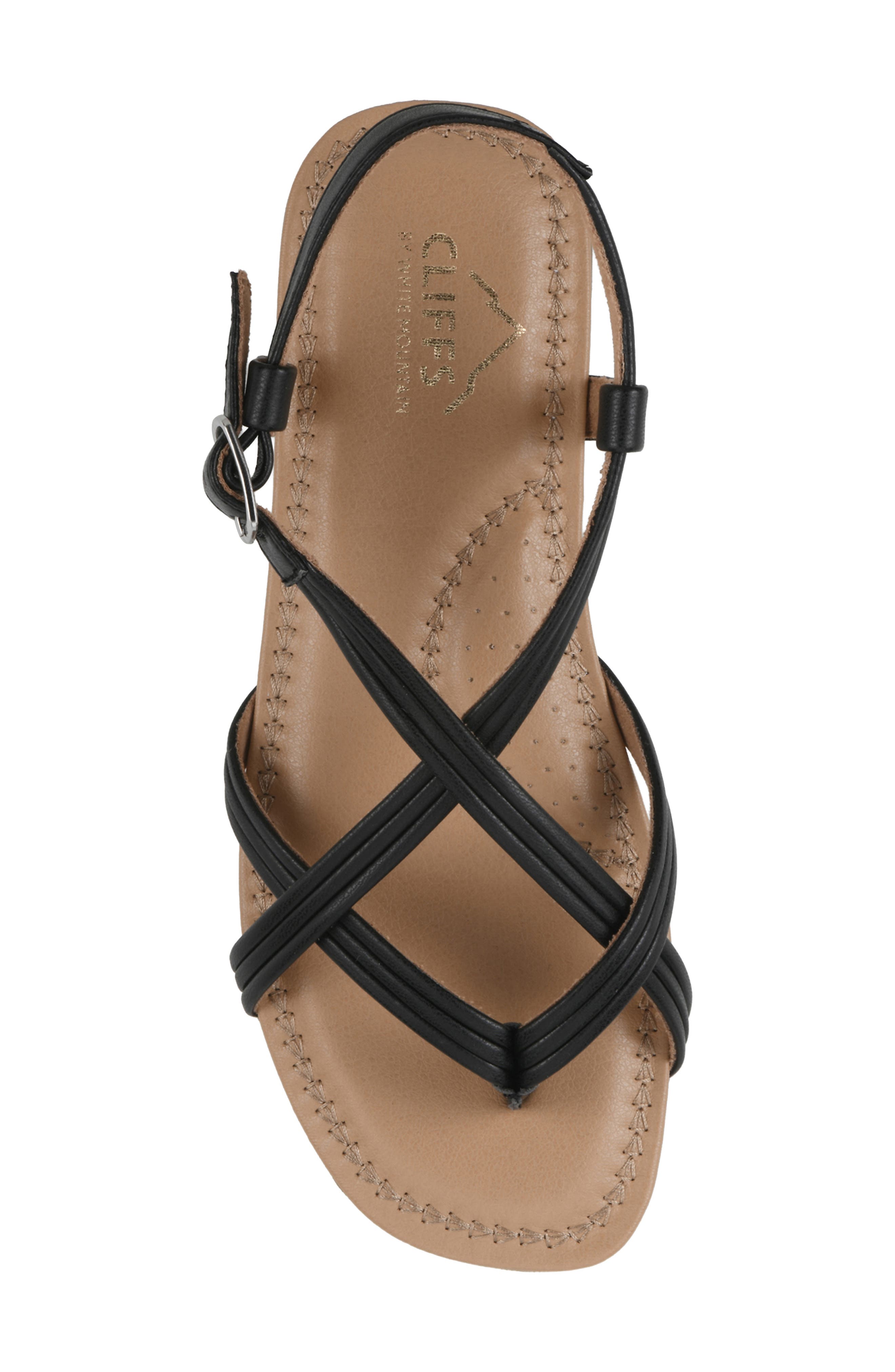 CLIFFS BY WHITE MOUNTAIN Frania Strappy Sandal, Alternate, color, Black/ Smooth