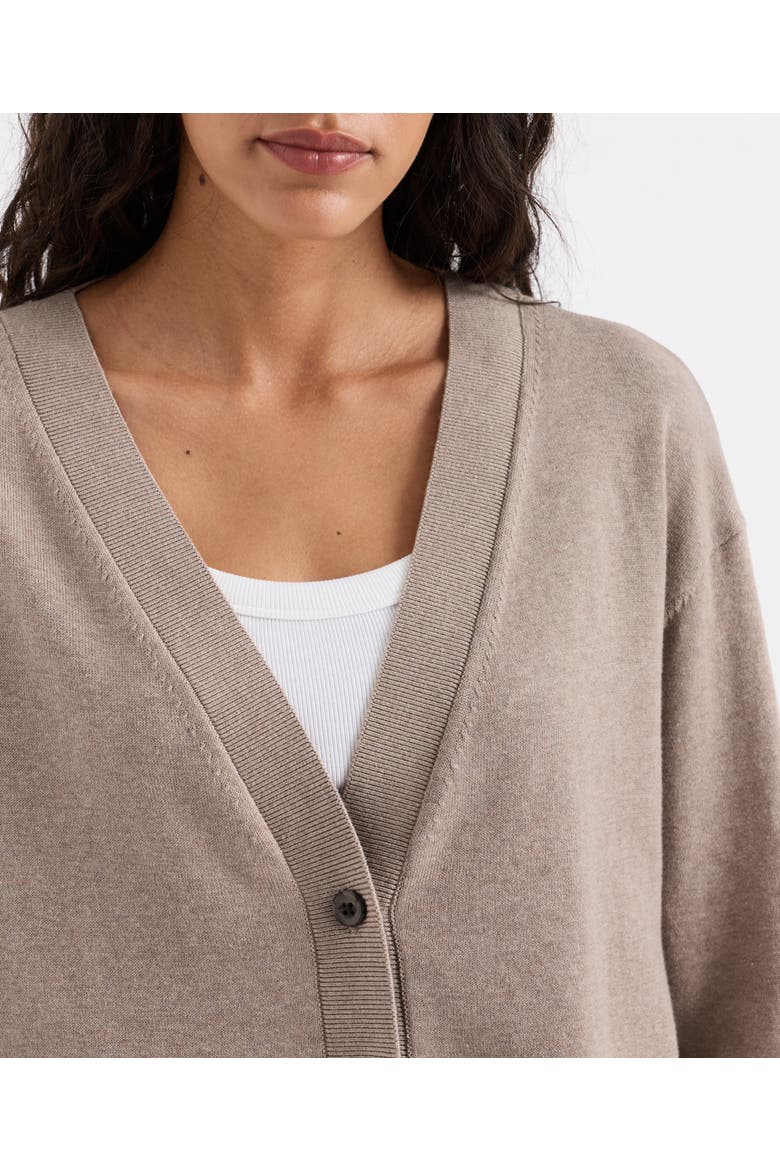 Organic Cotton Essential Cardigan, Alternate, color, Soft Umber Heather
