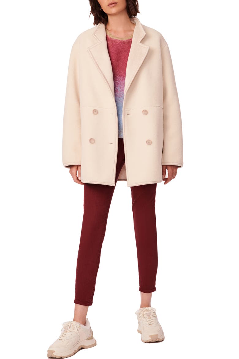 Double Breasted Faux Fur Coat, Alternate, color, CREAM
