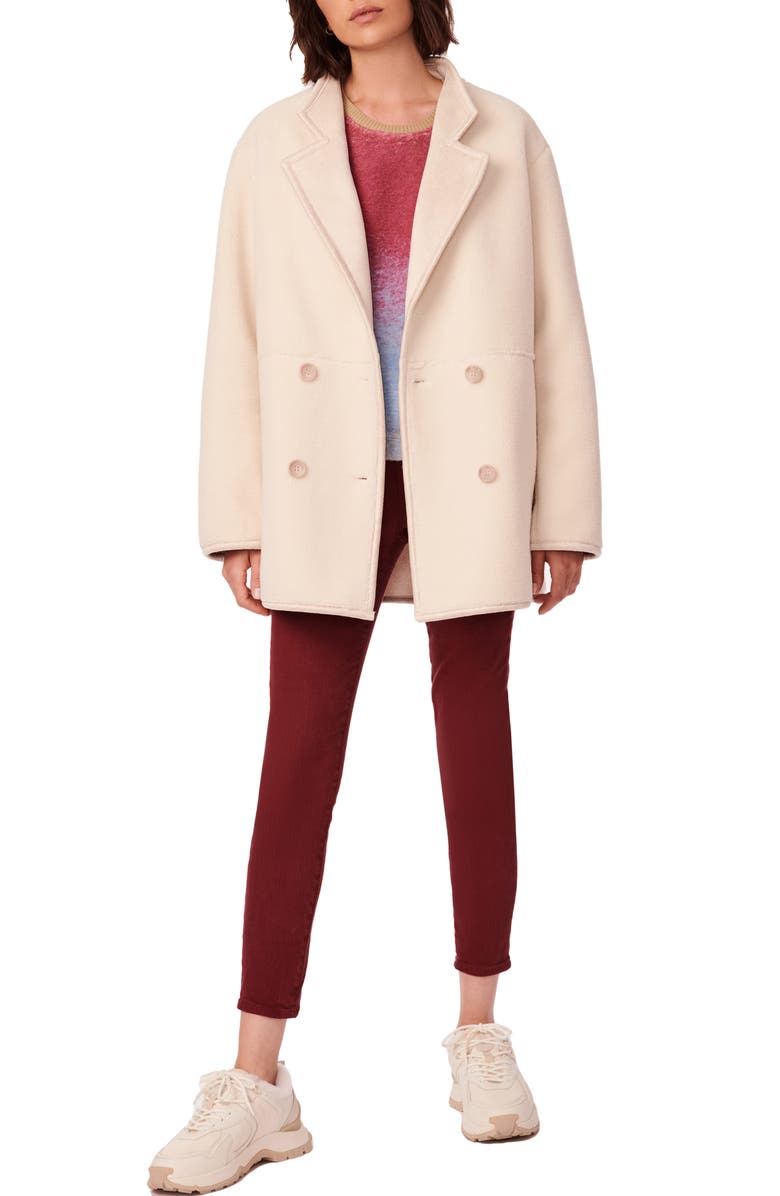 Bernardo Double Breasted Faux Fur Coat, Alternate, color, Cream